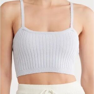 Good American Light Gray Ribbed Crop Top